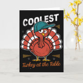 Carte Dîner de Thanksgiving Dinde la plus cool à table g (Fleur jaune)