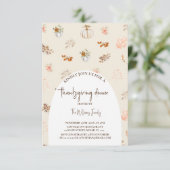 Carte dîner de Thanksgiving floral (Debout devant)