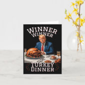 Carte Dîner de Thanksgiving Funny Trump Winner Winner Tu (Fleur jaune)