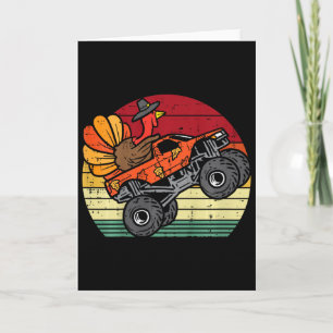 Carte Dîner de Thanksgiving Rétro Garçon Camion Monstre