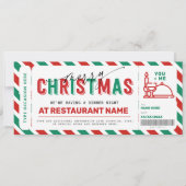Carte Dîner Nuit cadeau de Noël Coupon (Devant)