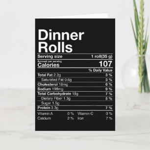 Carte Dîner Rolls Nutrition Faits Thanksgiving Gifts Tu