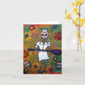 CARTE D'INFIRMIÈRE DIA DE LOS MUERTOS (Fleur jaune)