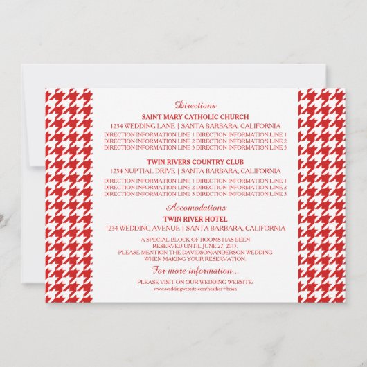 Carte d'information à carreaux rouge (Devant)