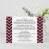 Carte d'information à paillettes Chevron rose (Debout devant)