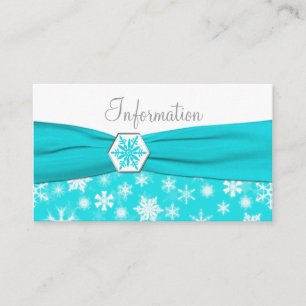 Carte d'information Aqua, White, Grey Snowflakes