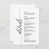 Carte d'information avec calligraphie élégante sim (Devant / Derrière)