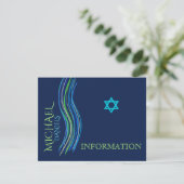 Carte d'information bleue et verte Bar Mitzvah (Debout devant)