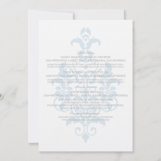 Carte d'information Blue Subtle Damask (Devant)