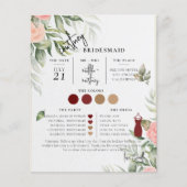 Carte d'information Bridesmaid du script Floral (Devant)