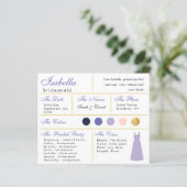 Carte d'information Bridesmaid Lavender Purple Gol (Debout devant)