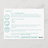 Carte d'information Celiac (Dos)