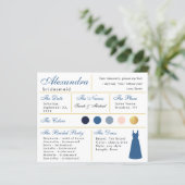 Carte d'information classique Blue Faux Gold Bride (Debout devant)