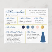 Carte d'information classique Blue Faux Gold Bride (Devant)