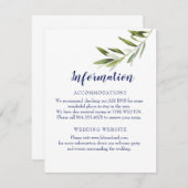 Carte d'information de branche d'olivier pour mari (Devant / Derrière)