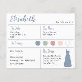 Carte d'information de demoiselle d'honneur avec R (Devant)