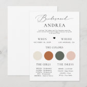 Carte d'information de demoiselle d'honneur de sty (Devant / Derrière)