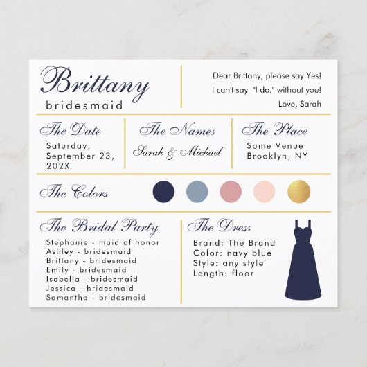 Carte d'information de la Marine Blue Gold Bridesm (Devant)