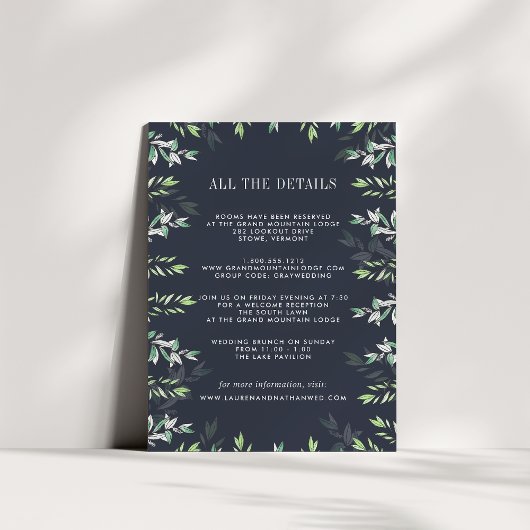 Carte d'information de l'invité de l'hiver