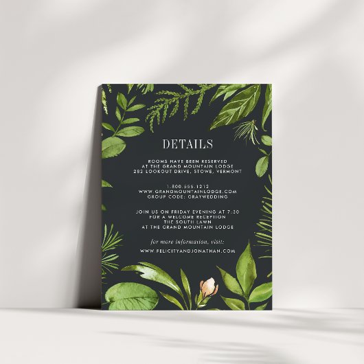 Carte d'information de l'invité du jardin de minui