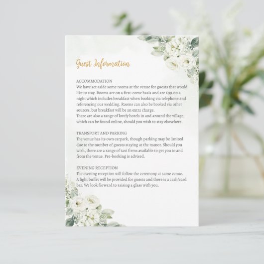 Carte d'information de l'invité Géométrique White (Debout devant)