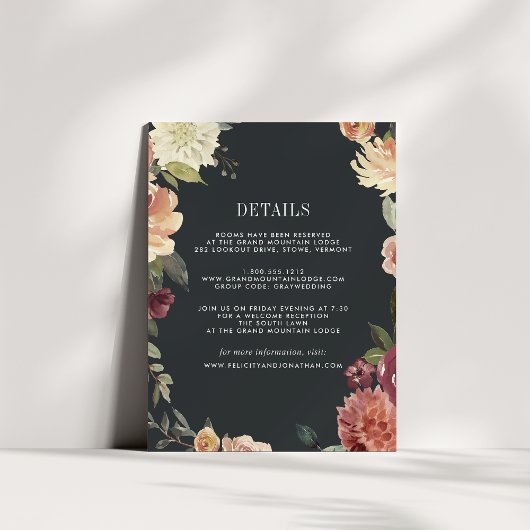 Carte d'information de l'invité Moonlight Garden