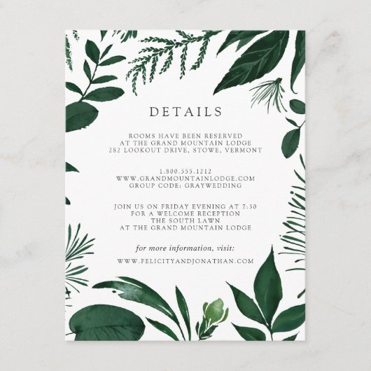 Carte d'information de l'invité Wild Forest (Devant)