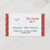 Carte d'information de maman (Dos)