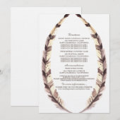 Carte d'information de mariage à bordure emplumée (Devant / Derrière)