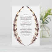 Carte d'information de mariage à bordure emplumée (Debout devant)