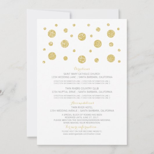 Carte d'information de mariage à confettis paillet (Devant)