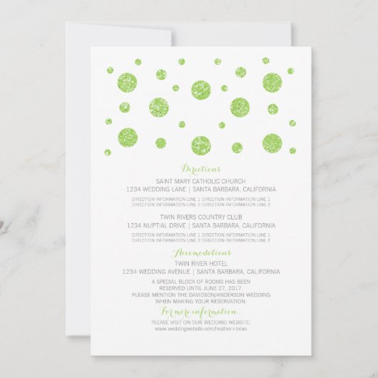 Carte d'information de mariage à confettis paillet (Devant)