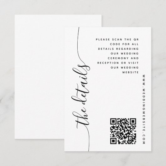 Carte d'information de mariage à écriture vertical (Devant / Derrière)