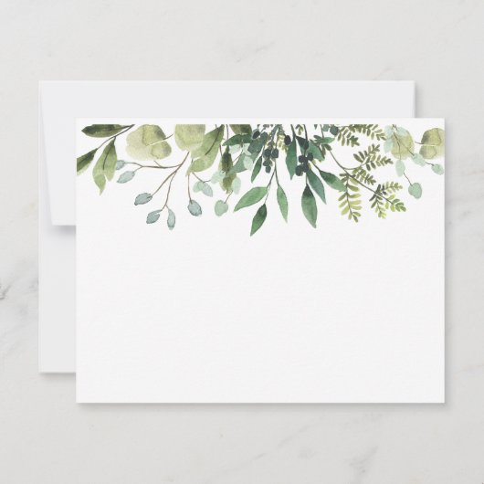 Carte d'information de mariage à la verdure aquare (Dos)