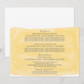 Carte d'information de mariage à l'aquarelle jaune (Devant / Derrière)