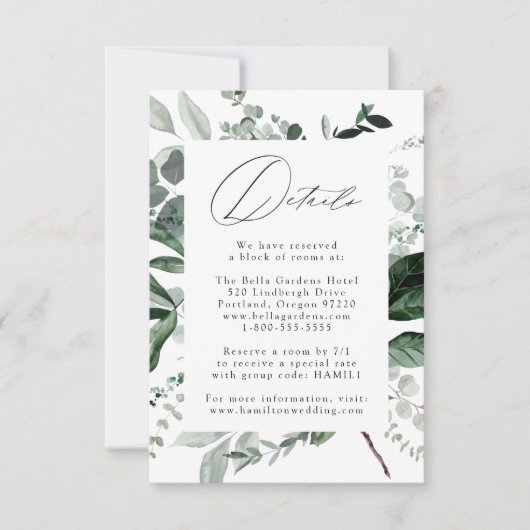 Carte d'information de mariage Abundant Greenery (Devant)