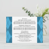 Carte d'information de mariage Argyle Bleu (Debout devant)