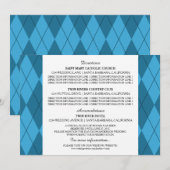 Carte d'information de mariage Argyle Bleu (Devant / Derrière)