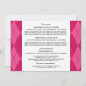 Carte d'information de mariage Argyle rose (Devant)