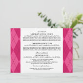Carte d'information de mariage Argyle rose (Debout devant)