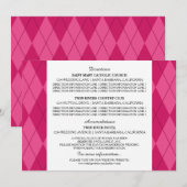 Carte d'information de mariage Argyle rose (Devant / Derrière)