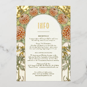 Carte d'information de mariage Art Nouveau vintage