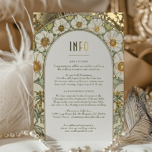Carte d'information de mariage Art Nouveau vintage