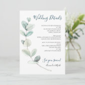 Carte d'information de mariage au eucalyptus aquar (Debout devant)