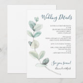 Carte d'information de mariage au eucalyptus aquar (Devant / Derrière)
