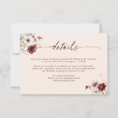 Carte d'information de mariage aux fleurs sauvages (Devant)