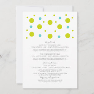 Carte d'information de mariage avec confettis vert