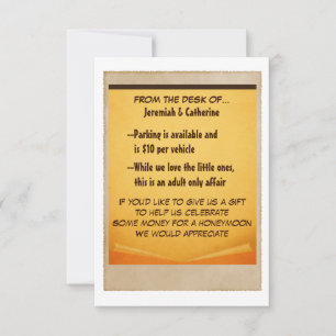 Carte d'information de mariage aventure vintage