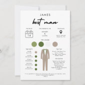 Carte d'information de mariage Best Man Modern (Devant)