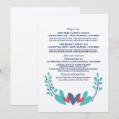 Carte d'information de mariage Cœurs et Vignes (Devant / Derrière)